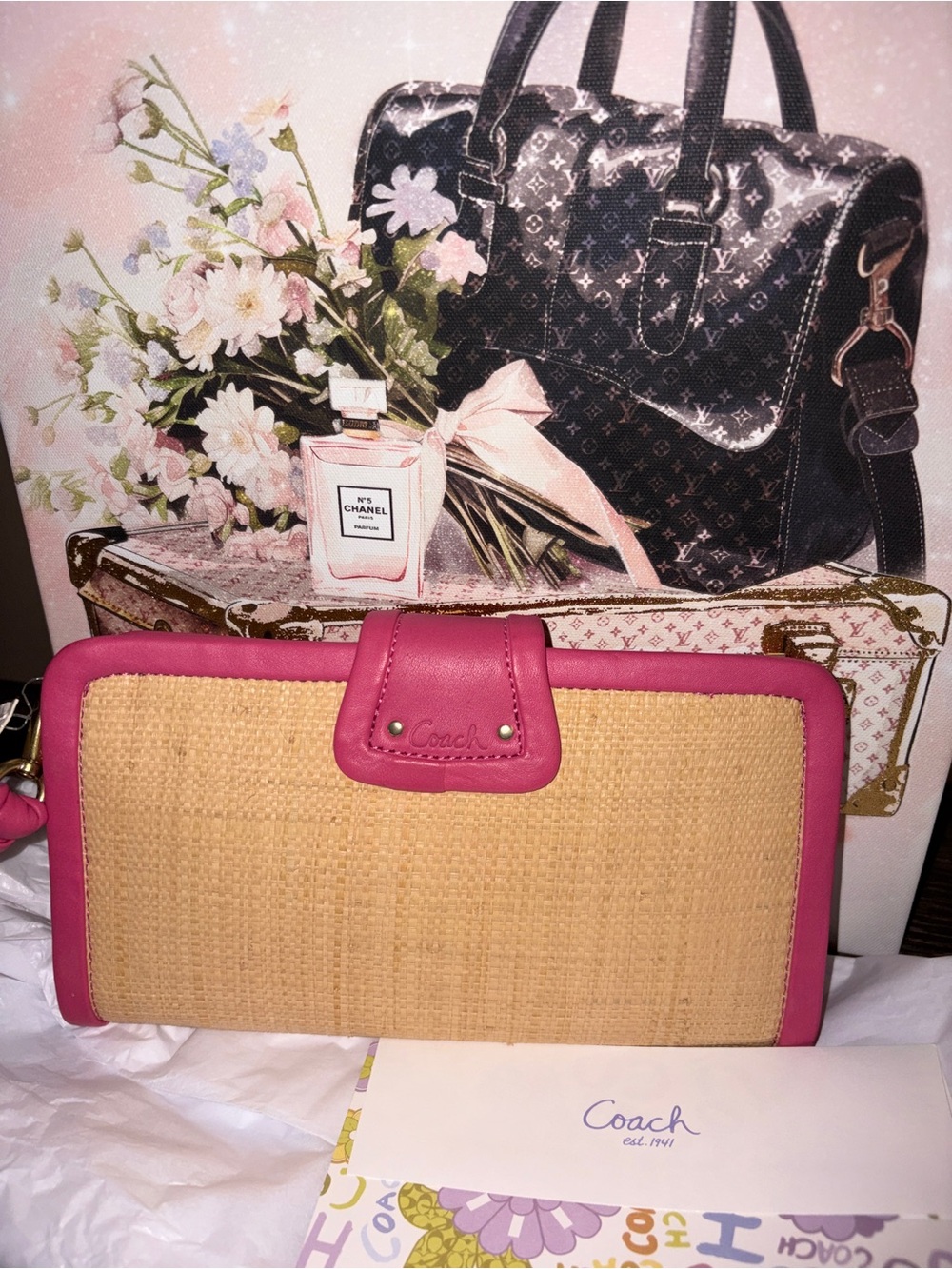 Coach NWT Parker Straw Legacy Collection Clutch & Wristlet - Picture 2 of 3